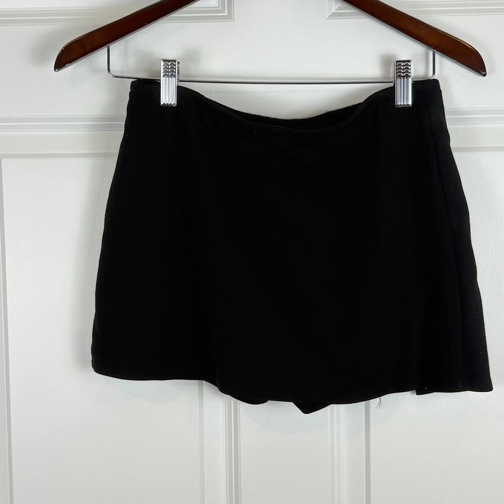 Currants Vintage 90s Black Mini Skirt Skort Embroidery Slit Whimsigoth Witchy M - Picture 7 of 7